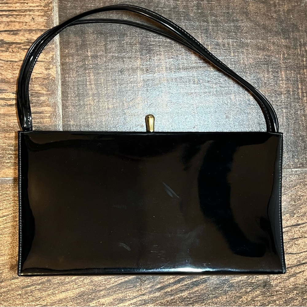 Vintage Theodor California Chic Black Patent Leather Clutch